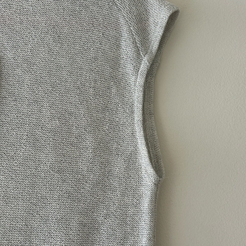 ZARA Silver-Tone Knit Cap Sleeve Tank - Picture 3 of 8